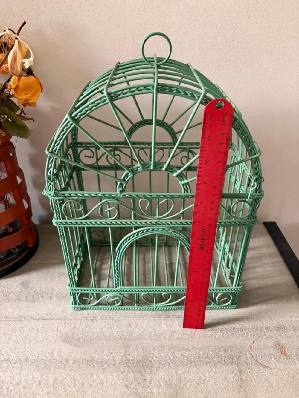 Decorative Mint Green Metal Birdcage - Picture 5 of 6